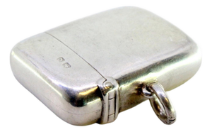 Plain Silver Matchbox with Beveled Corners and Hanging Ring