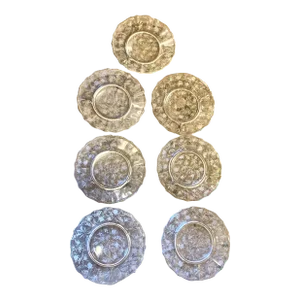 Mid Century Fostoria Chintz Crystal Plates- Set of 7