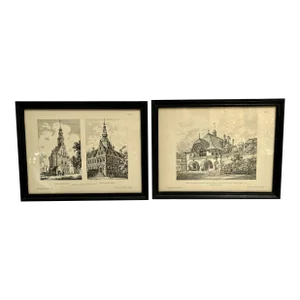 1887 Framed German Architectural Drawings - a Pair