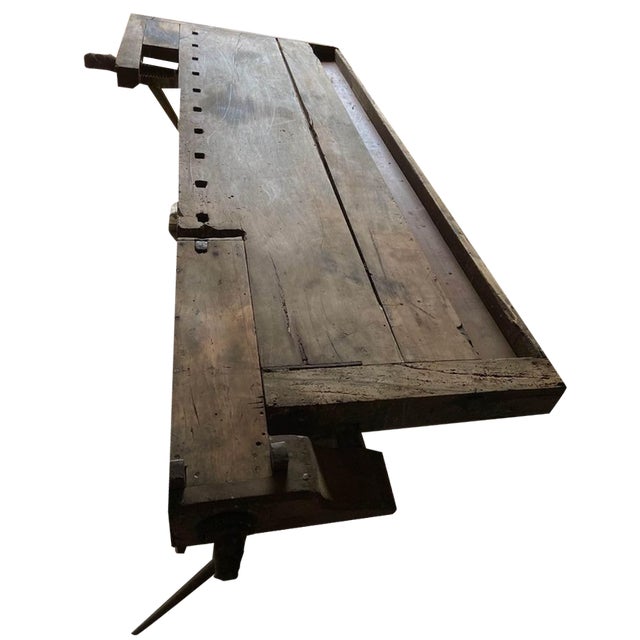 Antique Carpenters Workbench with Drawer and Shelf, 1860s For Sale