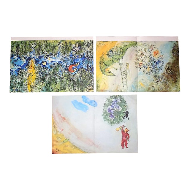 Vintage Mid 20th Century Large Folio Abstract Marc Chagall Lithographs - Set of 3 For Sale