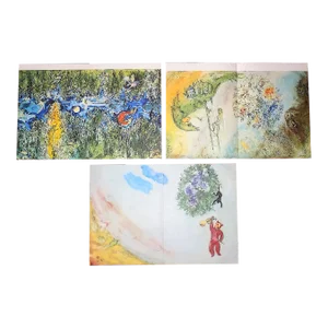 Vintage Mid 20th Century Large Folio Abstract Marc Chagall Lithographs - Set of 3