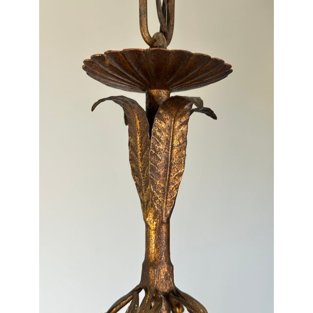 Gold Lacquered Iron Chandelier, Turin, Italy, 1960s For Sale - Image 8 of 11