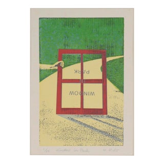 "Window in the Park" - Lithograph on Paper For Sale