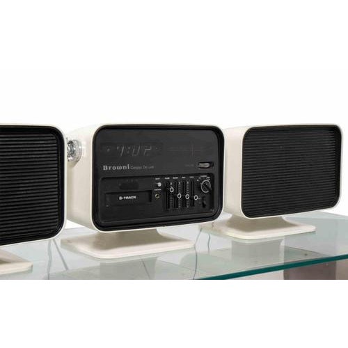 An exceptionally rare and visually striking “Calypso De Luxe” stereo system by Browni, produced in Italy during the 1970s....