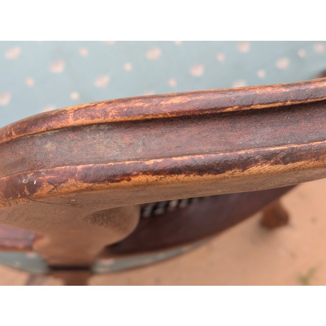 Late 20th Century Vintage Victorian French Provincial Style Caned Back Arm Chair With Upholstered Seat For Sale - Image 5 of 5