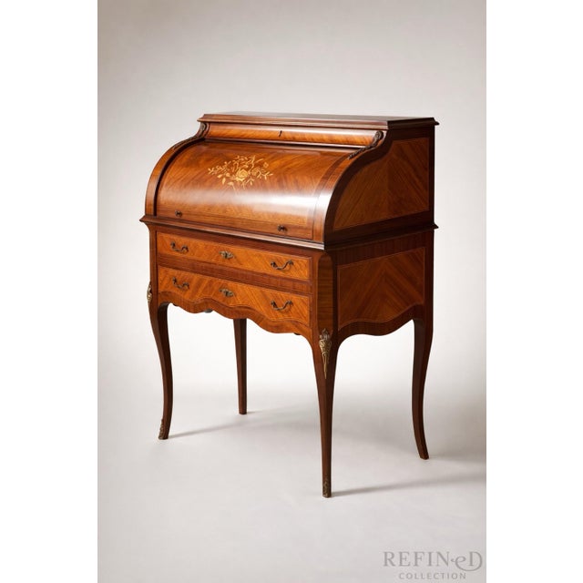 English English Cylinder Roll Top Secretary Desk by H & L L Epstein — Cabinetmaker E. W. Vickerman For Sale - Image 3 of 16