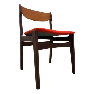 Teak and Orange Upholstered Chair by Erik Buch For Sale
