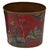 Vintage Red Chinoiserie Paint Decorated Tole Waste Basket.