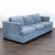 This Ethan Allen 3-seat sofa features a soft blue fabric and a sturdy, modern design. The plush cushions and wide seating...