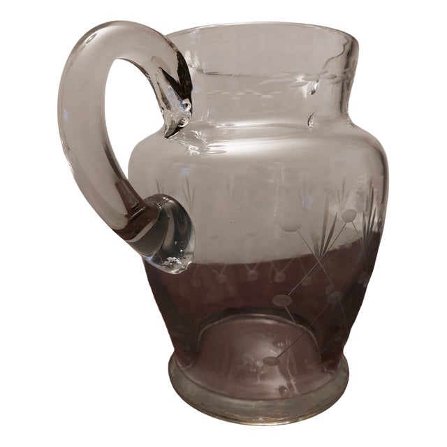 Antique Crystal and Cut Glass Pitcher, 1930s For Sale