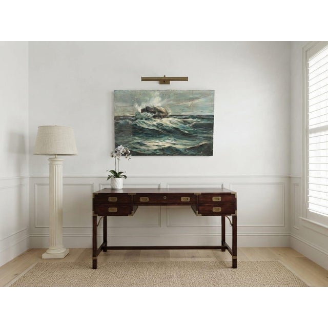 Wood Painting – Mid-Century Impressionist Seascape With Crashing Waves & Seagulls (1969) For Sale - Image 7 of 12