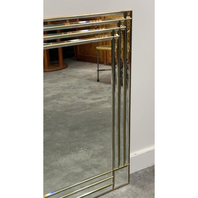 Large Brass Beveled Facet Cut Rectangular Mirror, 1980s For Sale - Image 12 of 13
