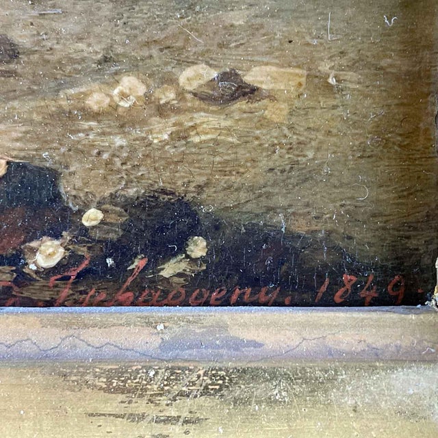 Charles Philogène Tschaggeny, Flemish Pastoral Landscape, 1849, Oil on Board For Sale - Image 9 of 10