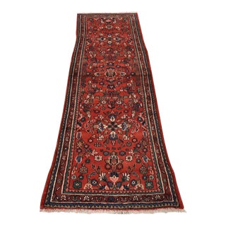 Malayer Runner 3’5” X 9’3” Red Wool Semi-Antique Traditional Hand-Knotted Rug For Sale