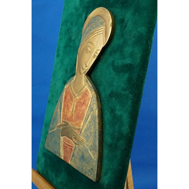 1950s 20th Century Gilded Bronze Plaque Sculpture Praying Madonna by Mario Gatti for Guido Reni, Italy, 1950s For Sale - Image 5 of 18