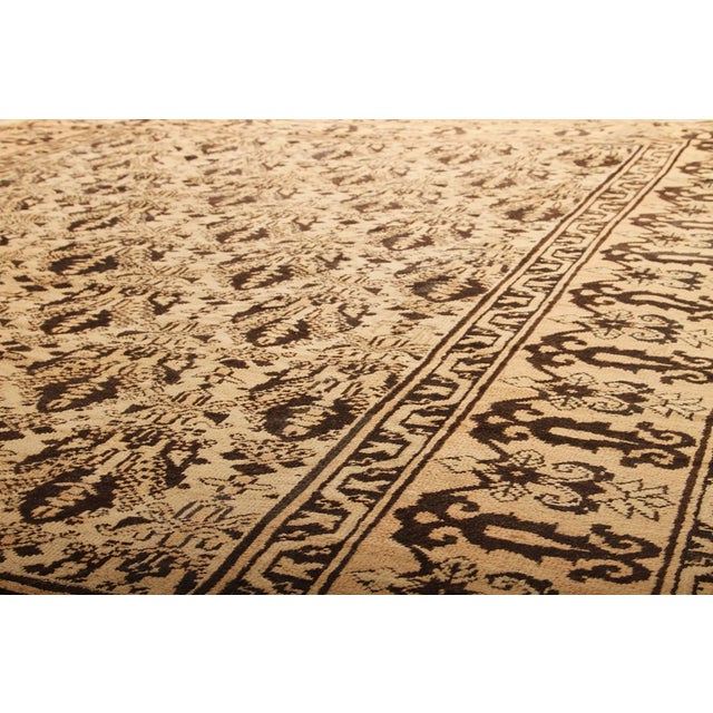 Traditional Antique Agra Geometric Beige Brown Wool Rug 12681 For Sale - Image 3 of 5