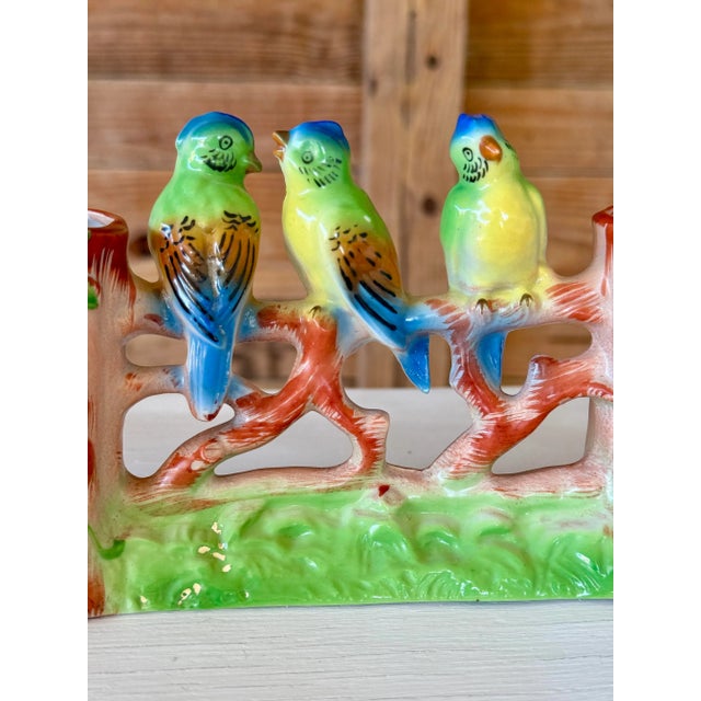 Mid-20th Century Hand-Painted Ceramic Budgie Bird Planter or Vase – Made in Japan For Sale - Image 10 of 11