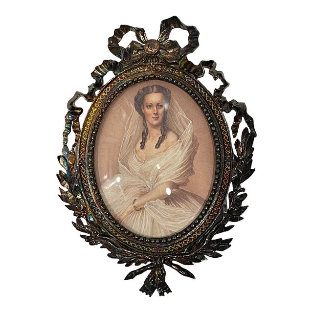 1960s Vintage Lady’s Miniature Portrait Framed For Sale