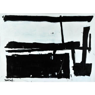 Robbie Kemper "Black Geometric" Large Abstract Expressionist Acrylic Painting For Sale