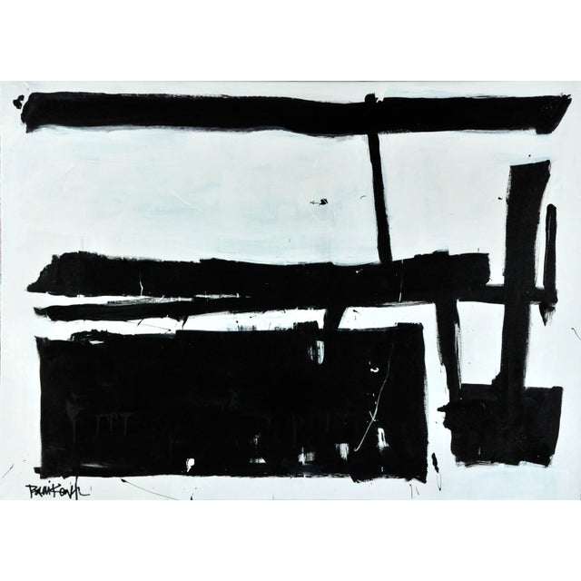Robbie Kemper "Black Geometric" Large Abstract Expressionist Acrylic Painting For Sale