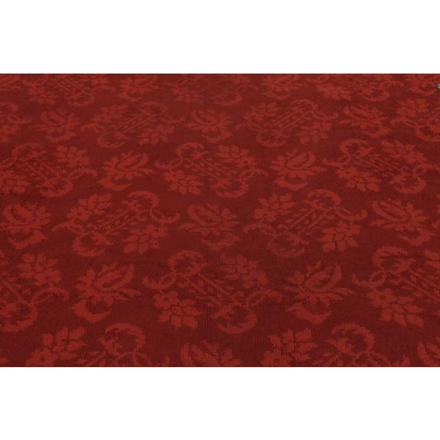 1920s Antique Dutch Art Deco Rug, Rich Red With Floral Damask - Rug & Kilim For Sale - Image 5 of 10