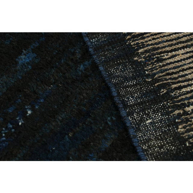 Textile Rug & Kilim’s Contemporary Textural Rug in Dark Blue Tones and Striae For Sale - Image 7 of 7