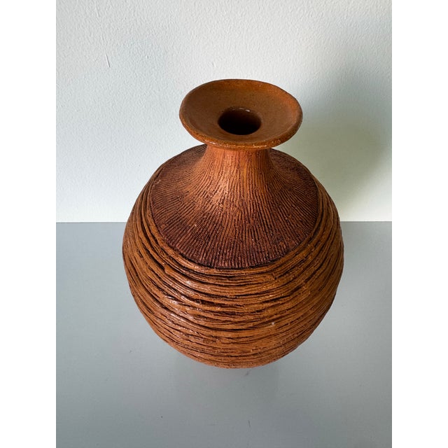 Mid-Century Modern Vintage Organic Texture Studio Pottery Bud Vase, Signed LJM/ Sold For Sale - Image 3 of 12