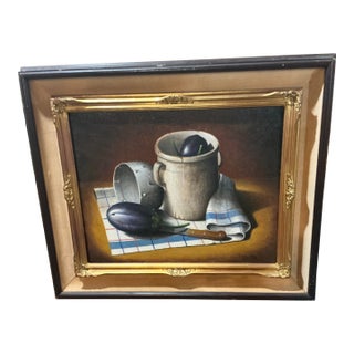 1970s Still Life With Eggplants by Vincenzo Errichiello For Sale