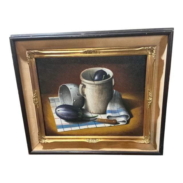1970s Still Life With Eggplants by Vincenzo Errichiello For Sale