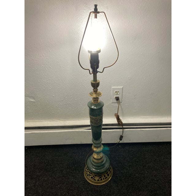Japanese Bronze & Marble Column Table Lamps - a Pair For Sale - Image 12 of 13