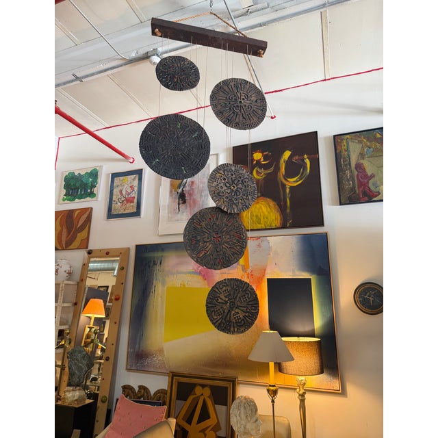 Mid-Century Modern Large - Mid-Century Modern Signed Pottery Hanging Wind Chime For Sale - Image 3 of 12