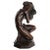 Late 19th century beautifully crafted bronze figural table lamp of a woman kneeling holding a shell form leaded glass...