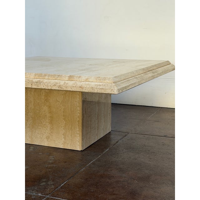 Beige Vintage Italian 1980's Solid Travertine Coffee Table For Sale - Image 8 of 11