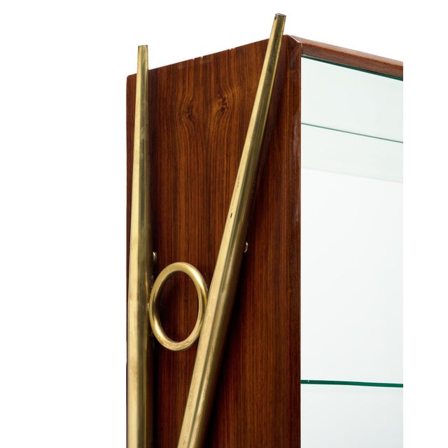 Brass Italian Mid-Century Bar Cabinet in the Manner of Gio Ponti For Sale - Image 8 of 9