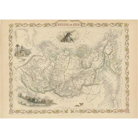 Antique Map of Russia in Asia by Tallis, 1851 For Sale