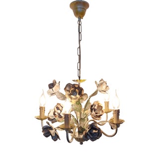 Vintage Five-Light Florentine Chandelier in Metal, 1990s For Sale