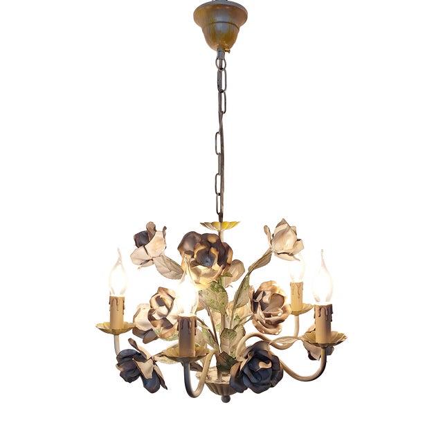 Vintage Five-Light Florentine Chandelier in Metal, 1990s For Sale
