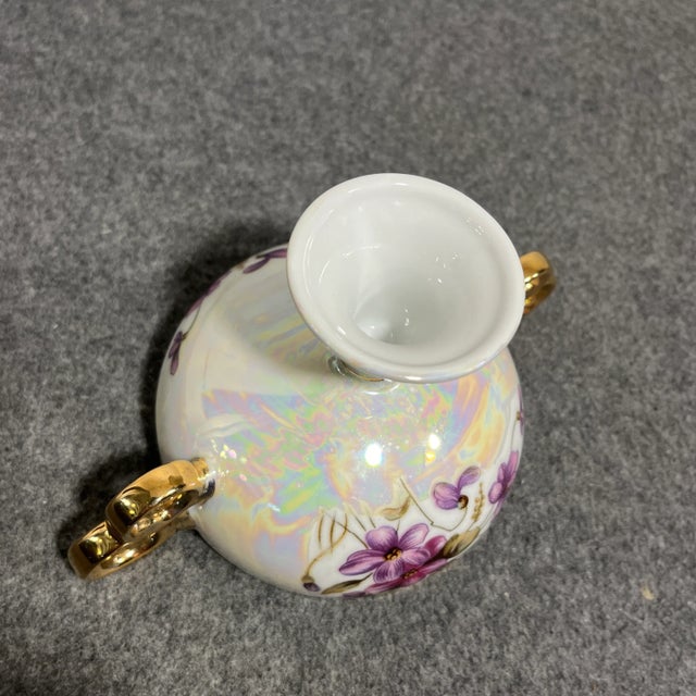 Ceramic Vintage Royal Sealy Lusterware Double Handled Compote For Sale - Image 7 of 8