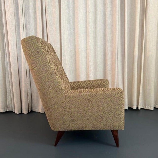 1950s Mid-Century Modern Upholstered High Back Lounge Chair For Sale In New York - Image 6 of 9