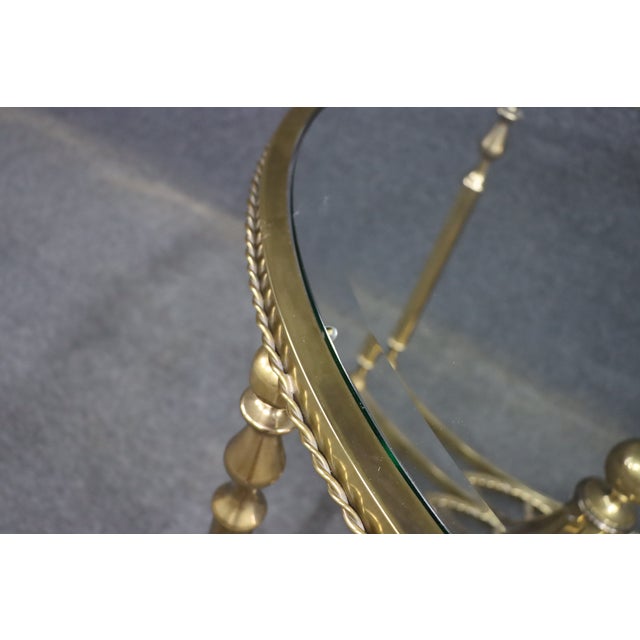 Late 20th Century Italian Neoclassical Solid Brass Round Center Table With Glass Top For Sale - Image 5 of 10
