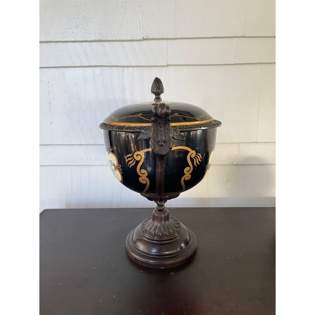 Maitland - Smith Vintage Hand Painted Maitland Smith Enamel Lidded Urn For Sale - Image 4 of 8