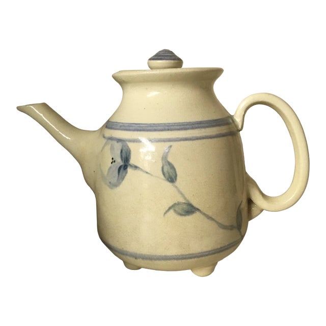 20th Century Cottage Rookwood Blue and Cream Teapot For Sale