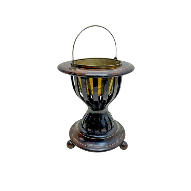 Antique Dutch Kettle Warmer in Wood and Brass, 1800s For Sale - Image 4 of 13