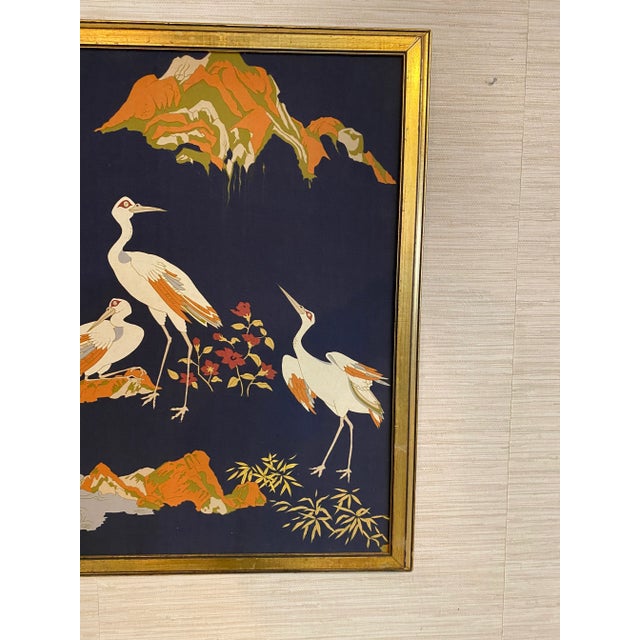 Mid 20th Century Vintage Mid 20th Century Framed Chinoiserie Silk Art For Sale - Image 5 of 10