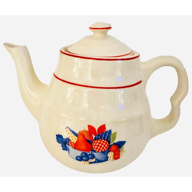 Mid-Century Modern 1940's Universal Cambridge Potteries Calico Fruit Tea Set - 3 Piece Set For Sale - Image 3 of 10