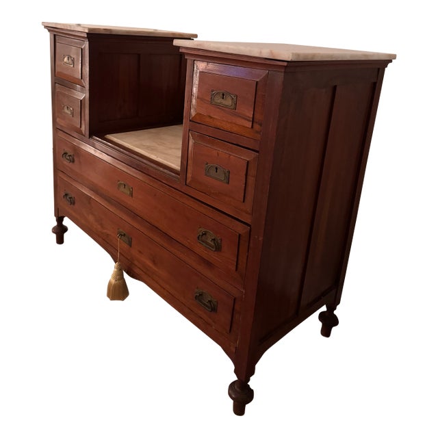 Antique Marble Top Wood Dresser (Or Sideboard/Credenza!) For Sale