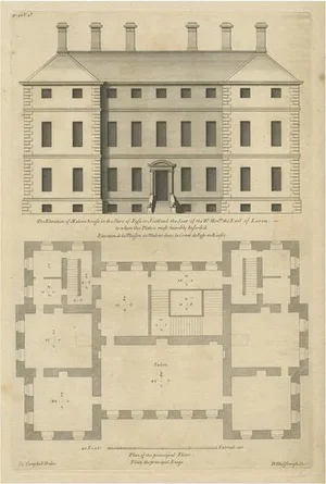Colen Campbell, Architectural Illustration of the Melville House in Fife, Scotland, 1725, Print