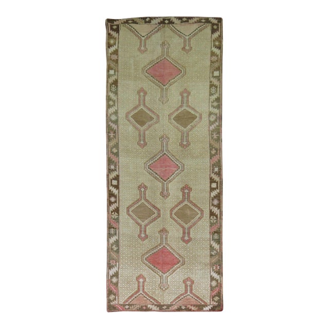 Tribal Vintage Turkish Gallery Pink Accent Rug For Sale