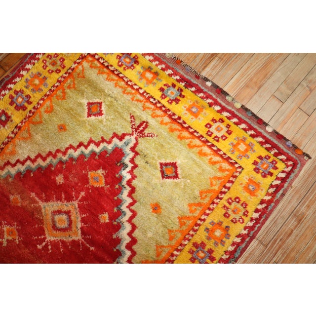Red Vintage Zabihi Collection Turkish Tulu Square Carpet For Sale - Image 8 of 8